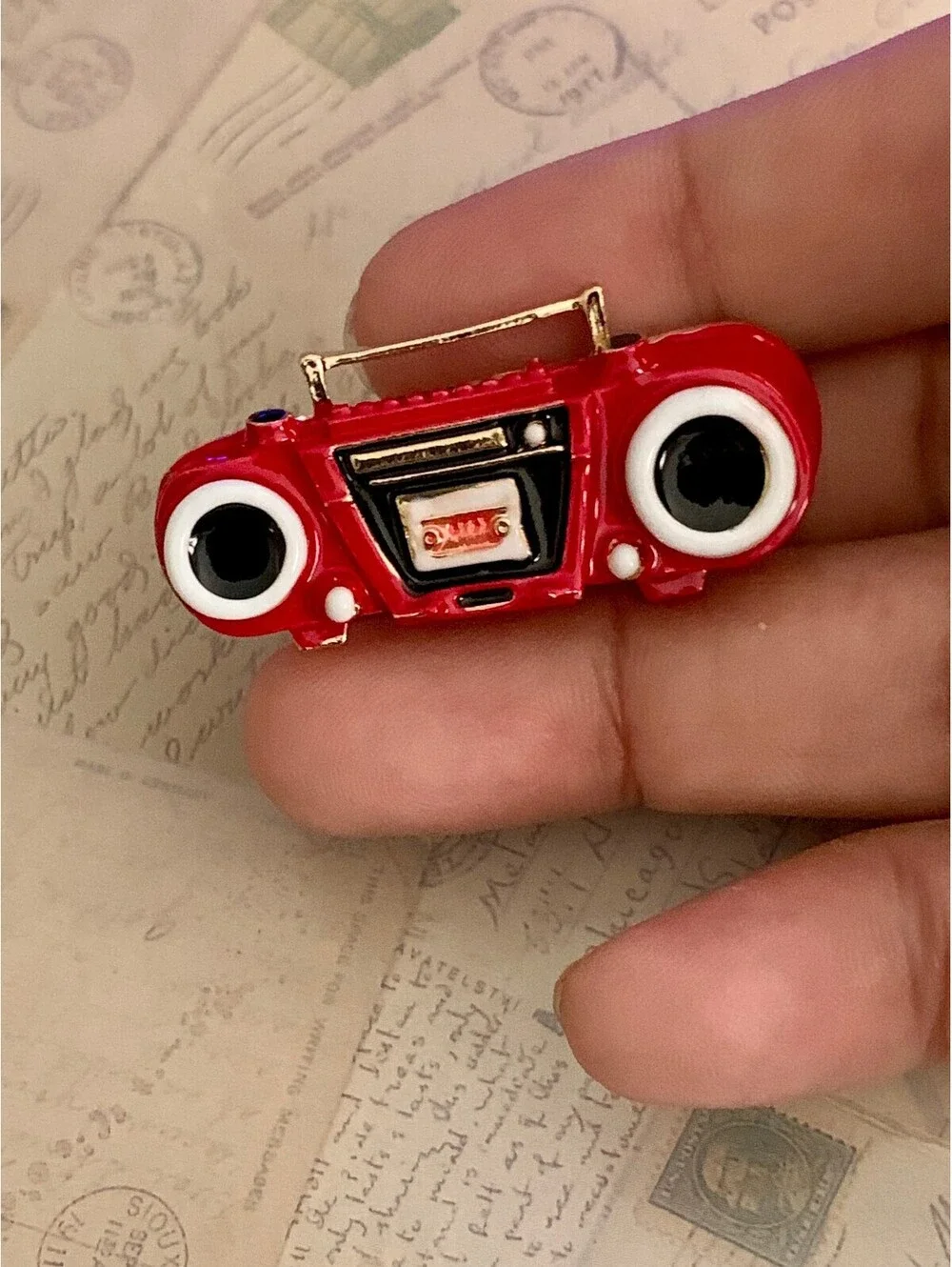 Retro Red Boombox Enamel Pin - Fun Radio Music Lover Gift Brooch